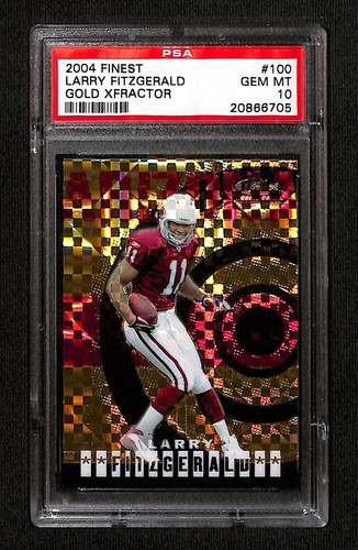 Larry Fitzgerald [Gold Xfractor] #100 card from 2004 Topps Finest