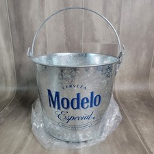 Modelo Especial Galvanized Steel Beer Bucket W/ Opener & Handle Man Cave Bar