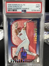Juan Gonzalez 1998 Donruss Elite Prime Numbers Sample #10C Rare Pop 1 PSA 9