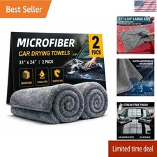 2 Pack Professional Large Microfiber Car Drying Towels 31" x 24" , Scratch Free