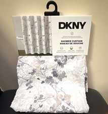 DKNY Microsculpt Floral Shower Curtain Polyester Easy Care White/Gray