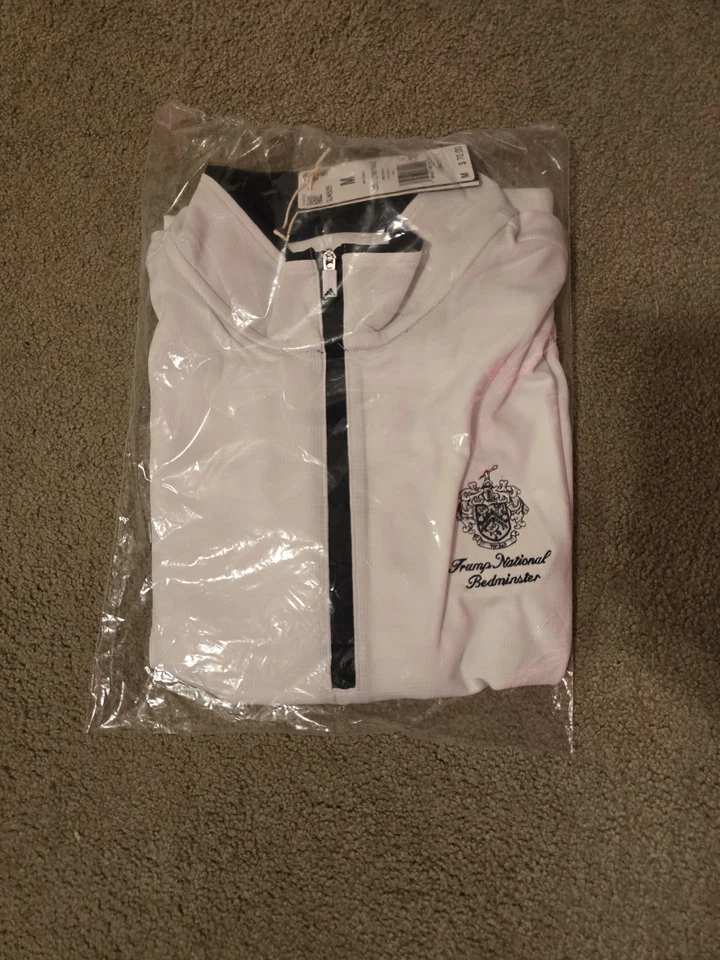 Пуловер на молнии Trump National Golf Club Adidas белый четверть квадратного ярда. Средний размер - Изображение 2 из 4