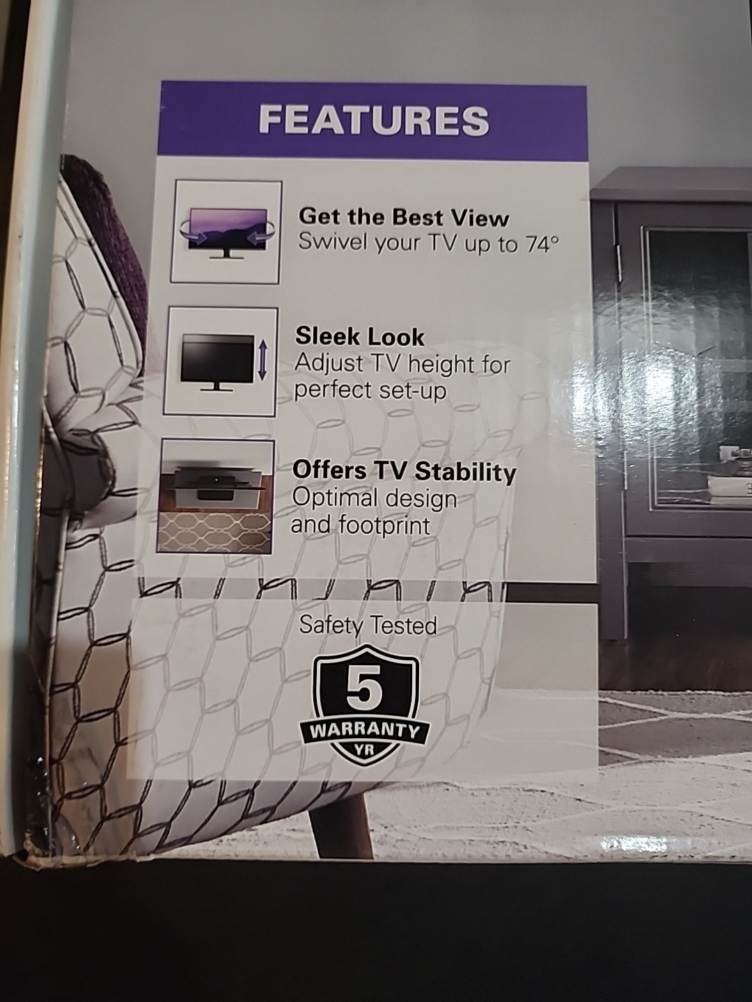 New Open Box SANUS Swiveling Black 32"-60" TV Base Mount Holds 60lbs ATVS1-B1