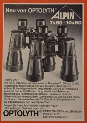 7. Optolyth Optik Walter Roth Alpin Fernglas Werbung Reklame 1980