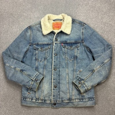Levis Jeansjacke Erwachsene mittelblau Sherpa gefüttert Trucker Utility Mantel Herren