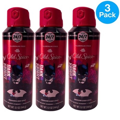 Old Spice Deodorant  Dark Knight Black Cherry Nightfall Body Spray 5.1oz 3 Pack