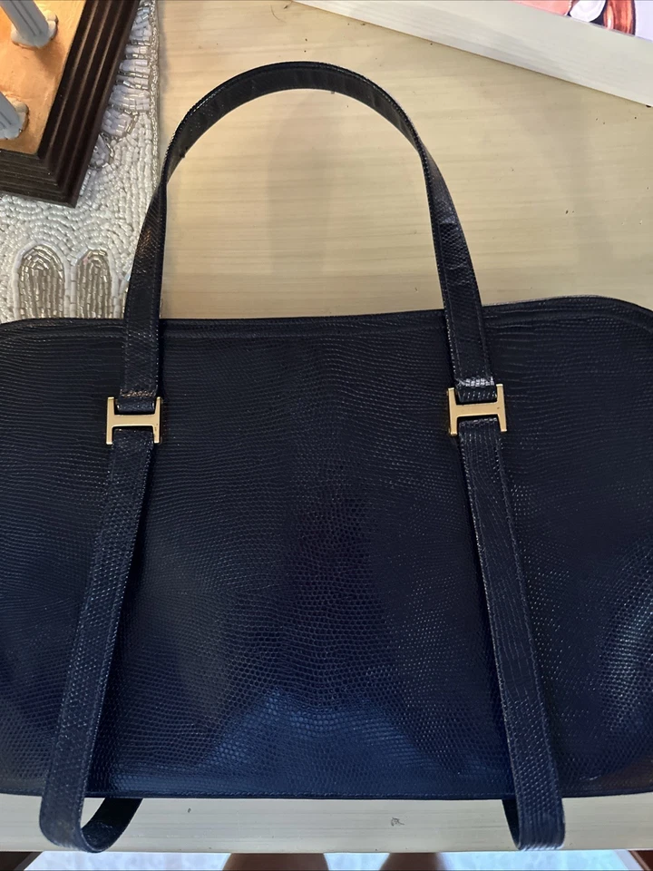 Bolso de Mano Vintage Años 50 J Miller Azul Marino PATENTE Cuero Cartera de Noche Cartera Foto 2 de 4