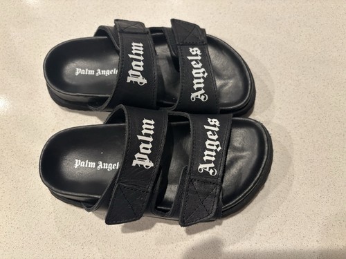 Palm Angels Logo-print Leather Slides