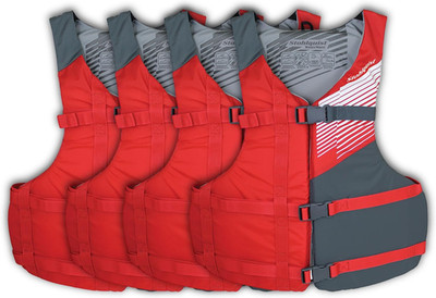 Stohlquist Universal Fit Adult Life Jacket PFD (4 Pack) Coast Guard Approved, fo