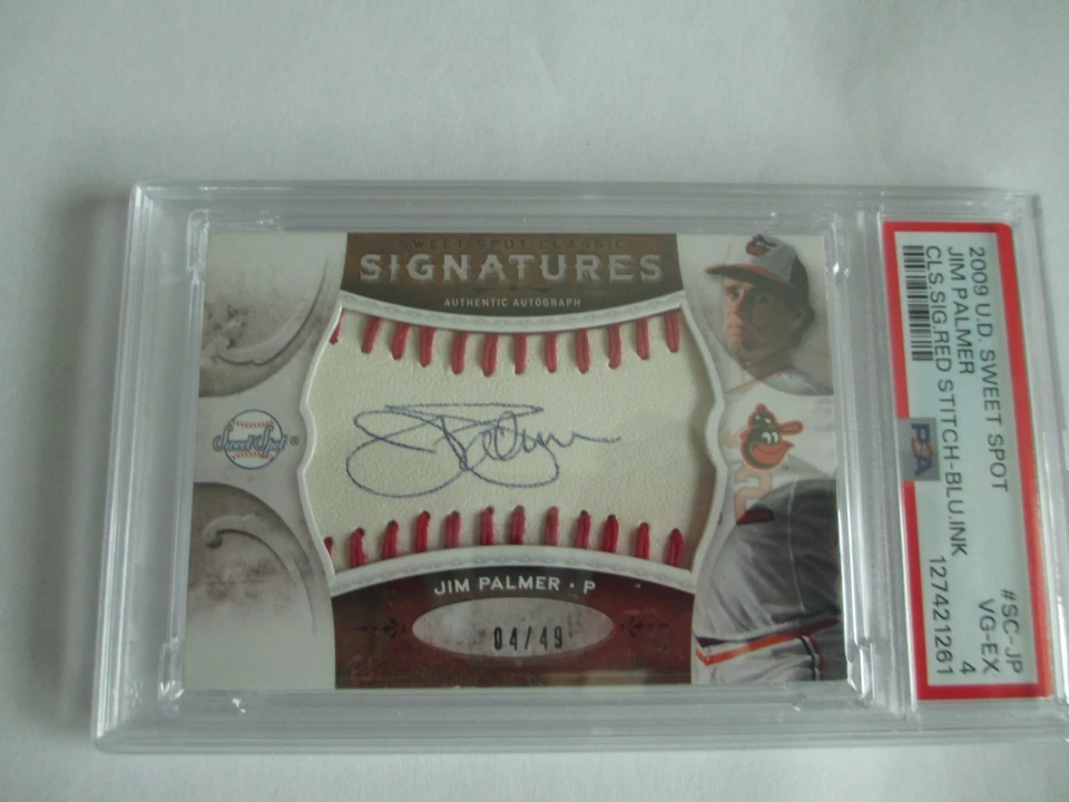 20O9 UD SWEET SPOT JIM PALMER AUTO (BLUE INK) CLASSIC STITCH 4/49 CD PSA 4 VG/EX - Image 1 of 1