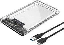 2.5" External Hard Drive Enclosure, SATA to USB 3.1 Tool-Free Transparent