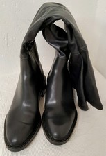 Zara Women's Leather Over-The-Knee Boots UK Size 4 (37) Black Colour