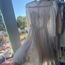 Ivory Lace High Neck Long Sleeve A-Line Full-Length Wedding Dress