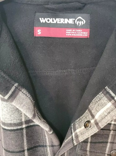 Wolverine Bucksaw Hooded Flannel Shirt Jacket Charcoal Plaid Small NWT - Picture 3 of 6