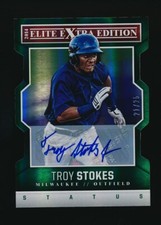 2015 Elite Extra Edition Status Green Die-Cut Prospects #21/25 Troy Stokes Auto