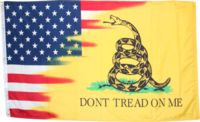 AMERICAN GADSDEN DONT TREAD ON ME USA UNITED STATES FADED FLAG 3X5 FLAGS 100D