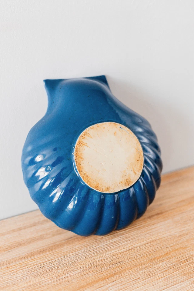 Saladier en Forme de Coquillage Bleu et Blanc en Céramique