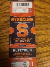 Kutztown PA @ Syracuse Men's Basketball Unused Ticket Stub 11/2/2010