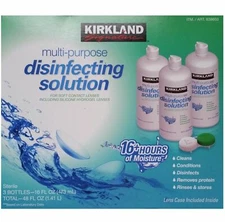 Kirkland Signature Multi-Purpose Sterile lens Solution, 3 Count 16 oz Bottles 