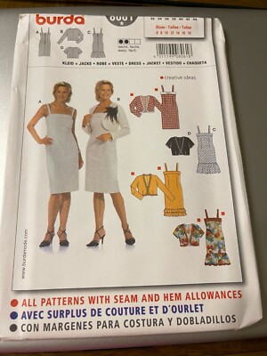Burda Pattern 8061 Ms Dress w/Straps - Hemline Opts & Bolero w/Variations 6-18