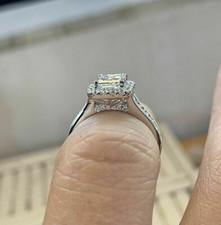 2Ct Lab Created Princess Diamond Halo Engagement Ring 14K White Gold Plated