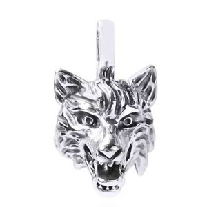 Authentic Howling Wild Wolf Head 14K White Gold Plated Pendant Necklace