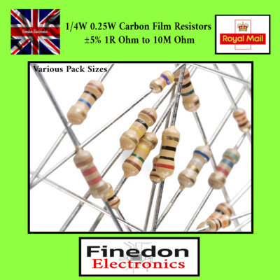 1/4 W 0,25 W Kohlefilm-Widerstand ± 5 % 1 R Ohm bis 10 m Ohm Widerstände UK-Verkäufer