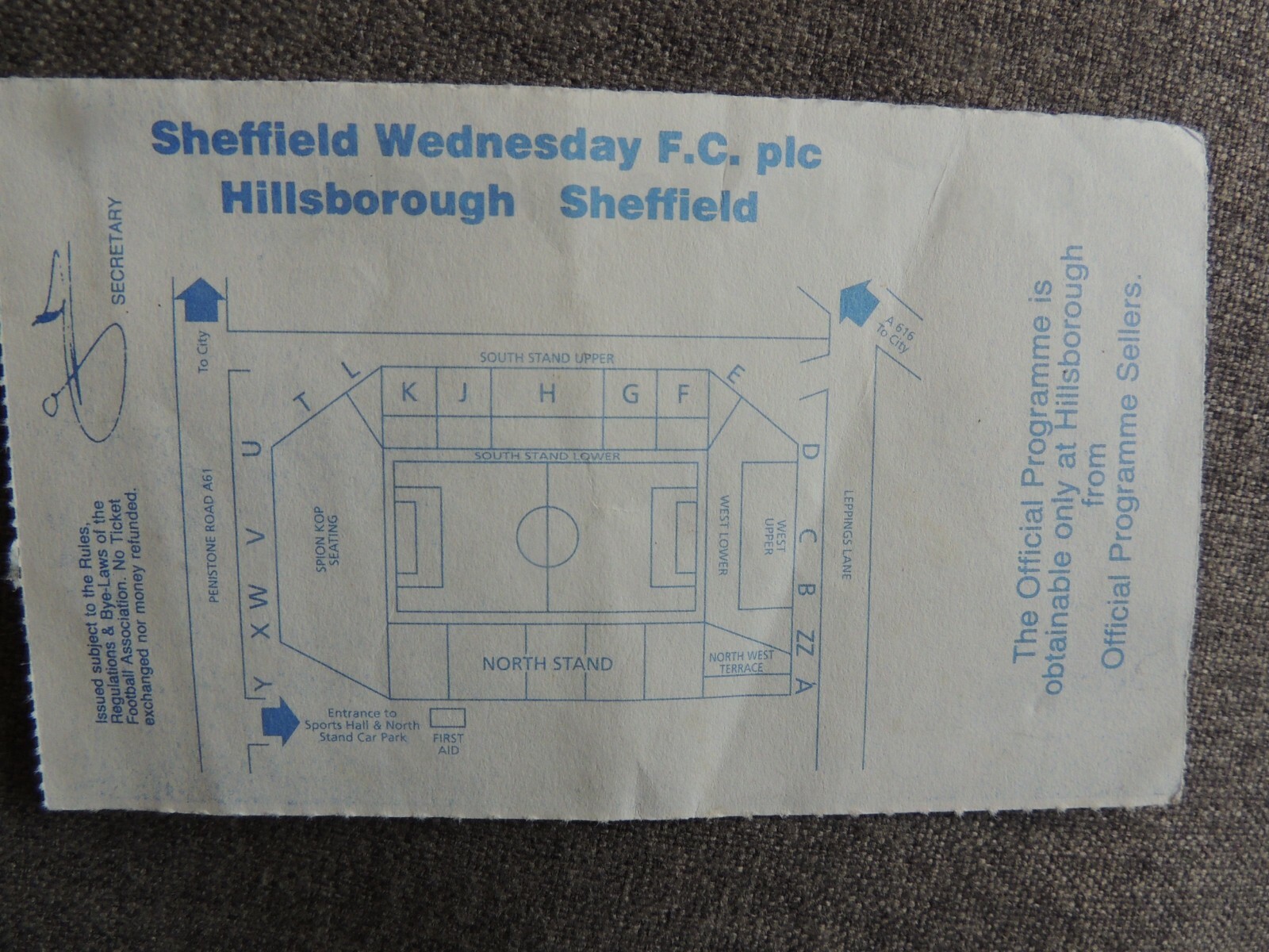 Football Ticket Stub Sheffield Wednesday v Liverpool 4th December 1993 Premier 2 eBay