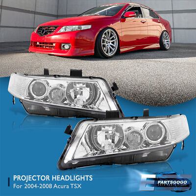 #ad #ad For 04 08 Acura TSX CL9 JDM Projector Headlights Lamps Chrome Clear Reflectors $183.99