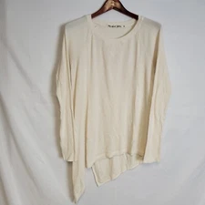 Michael Stars Top Womens One Size Assymetrical Cream Waffle Knit Thermal USA