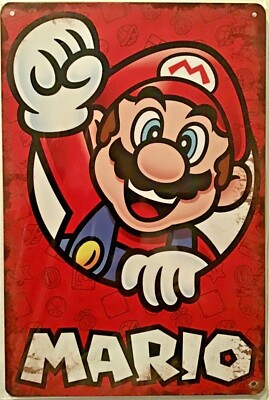 TIN SIGN 8x12 Mario video arcade game plumber Nintendo classic gamer gaming A80