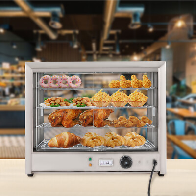 4-Tier Commercial Food Warmer Display Case Countertop Pie Pizza Cabinet 800W