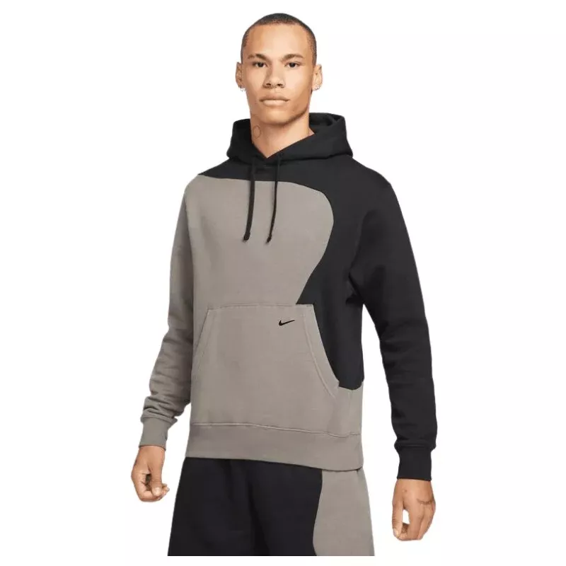 Nike Mens Medium Club Fleece Color Clash Hoodie Sweatshirt Stone Blk DR9854 321