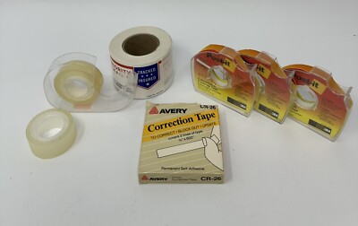 TAPES LOT - 3 BRiGHT WHITE 1 Line Wide Correction, PRIORITY MAIL, Clear TAPE