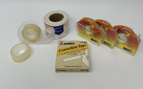 TAPES LOT - 3 BRiGHT WHITE 1 Line Wide Correction, PRIORITY MAIL, Clear TAPE