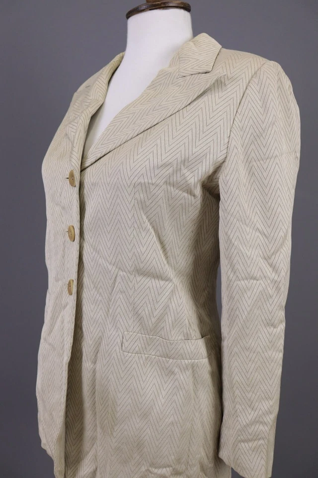 Chaqueta Blazer ESCADA by MARGARETHA LEY Beige Geométrica Lana Seda Vintage Talla 36 Foto 3 de 4