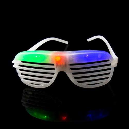 1 verde 1 blanco intermitente gafas con obturador LED luces ranuradas para fiesta tonos brillantes - Imagen 11 de 11