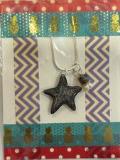 Starfish Sea Star Pearl Necklace Beach Fresh Water Boho Surf Mermaid Silvertone
