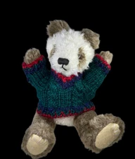 Vintage Plush 1998 HugFun Intl Bear Stuffed Animal Green Red Sweater Collectible