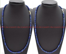 100% Natural 4mm Blue Lapis Lazuli Round Gemstone Necklace Jewelry 16-28" AAA