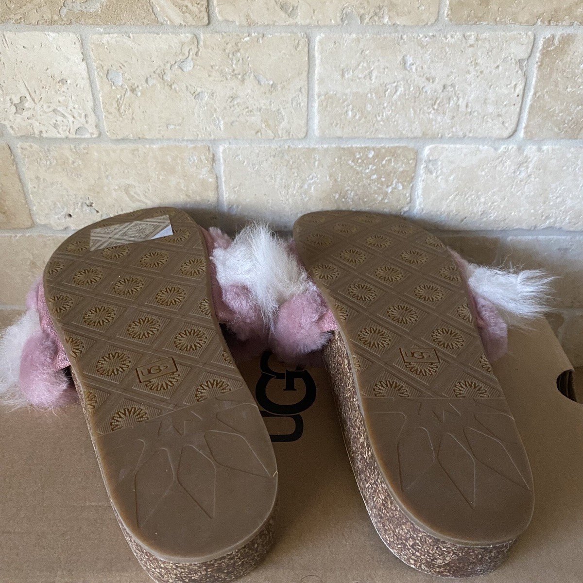 UGG Diane Wisp Dawn Pink Fluff Slide Slip-on Slippers Sandal Size