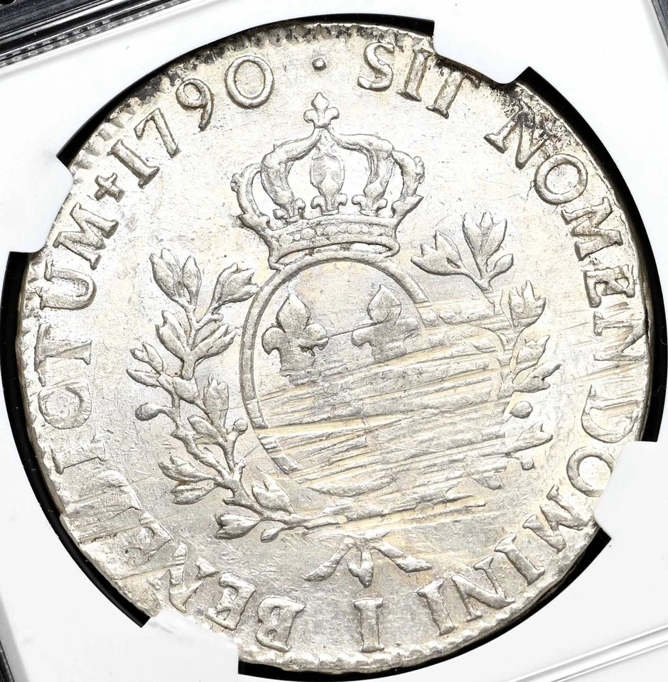 FRANCIA. Luis XVI, ecu de plata, 1790-I, Dav-1333, NGC AU53 Foto 2 de 4
