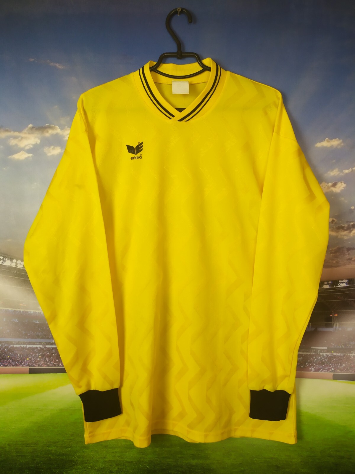 Erima Vintage Jersey Long Sleeve Football Shirt Yellow Mens Size L