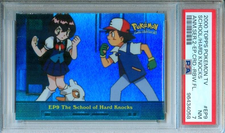 2000 Topps Pokemon TV THE SCHOOL of HARD KNOCKS Rainbow Foil #EP9 PSA 7