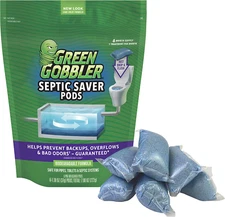 Septic Tank 6 Month Supply Treatment Packets Back-Ups Green Gobbler 6 Pods