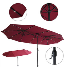 Sunnydaze 9 Foot Outdoor Patio Umbrella With Solar Lights Tilt Crank Led Nav For Sale Online