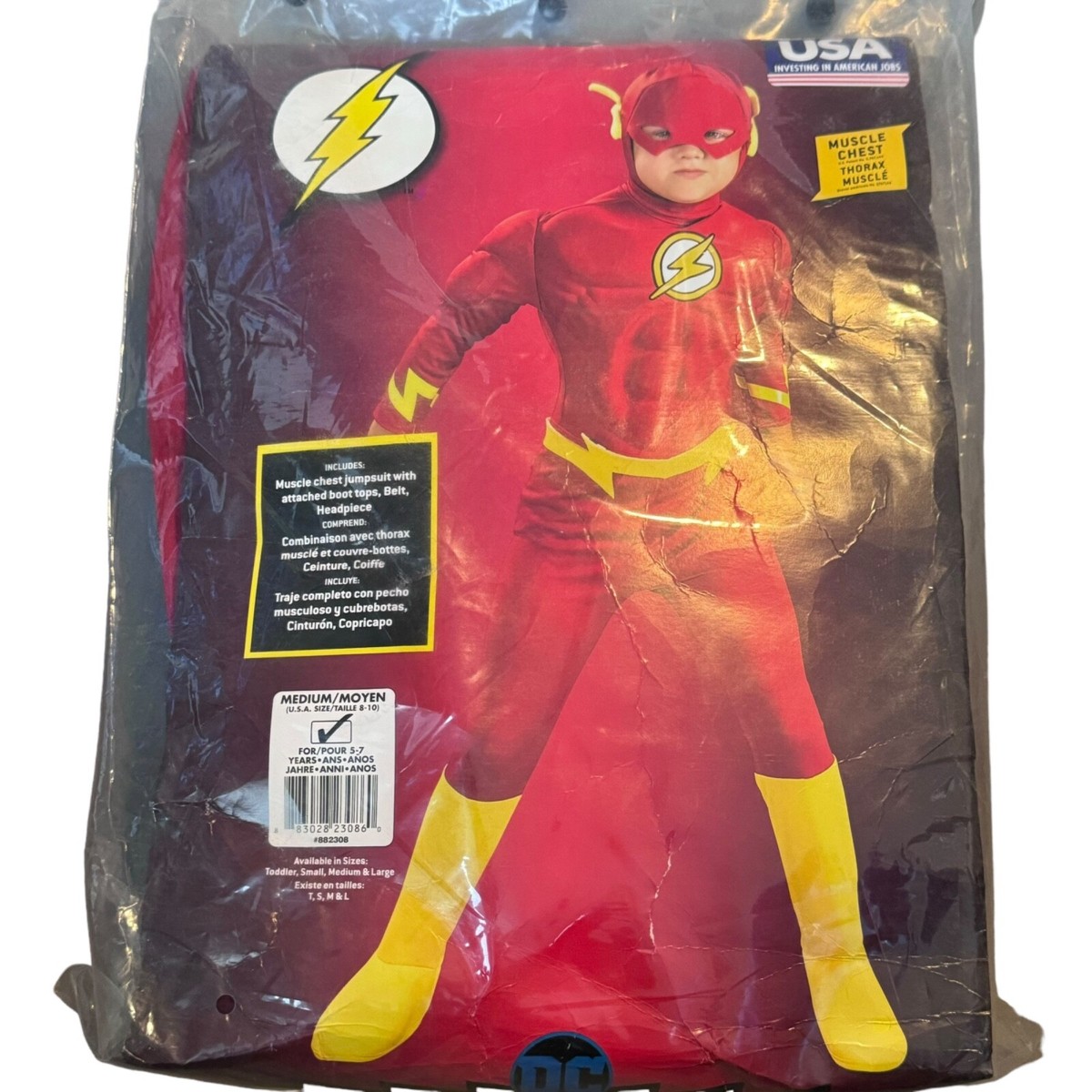 Deluxe Flash DC Comics Kids Padded Costume 882308L Deluxe Flash DC Comics Kids Padded Costume 882308L