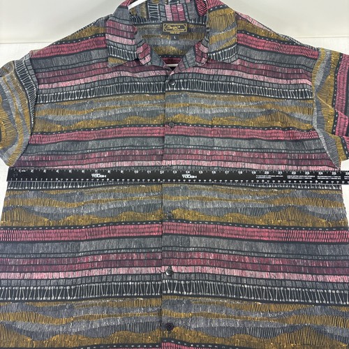Monzini Collection Men's Size L Geometric Pink Purple Grey Shirt Made In USA - Picture 12 of 13