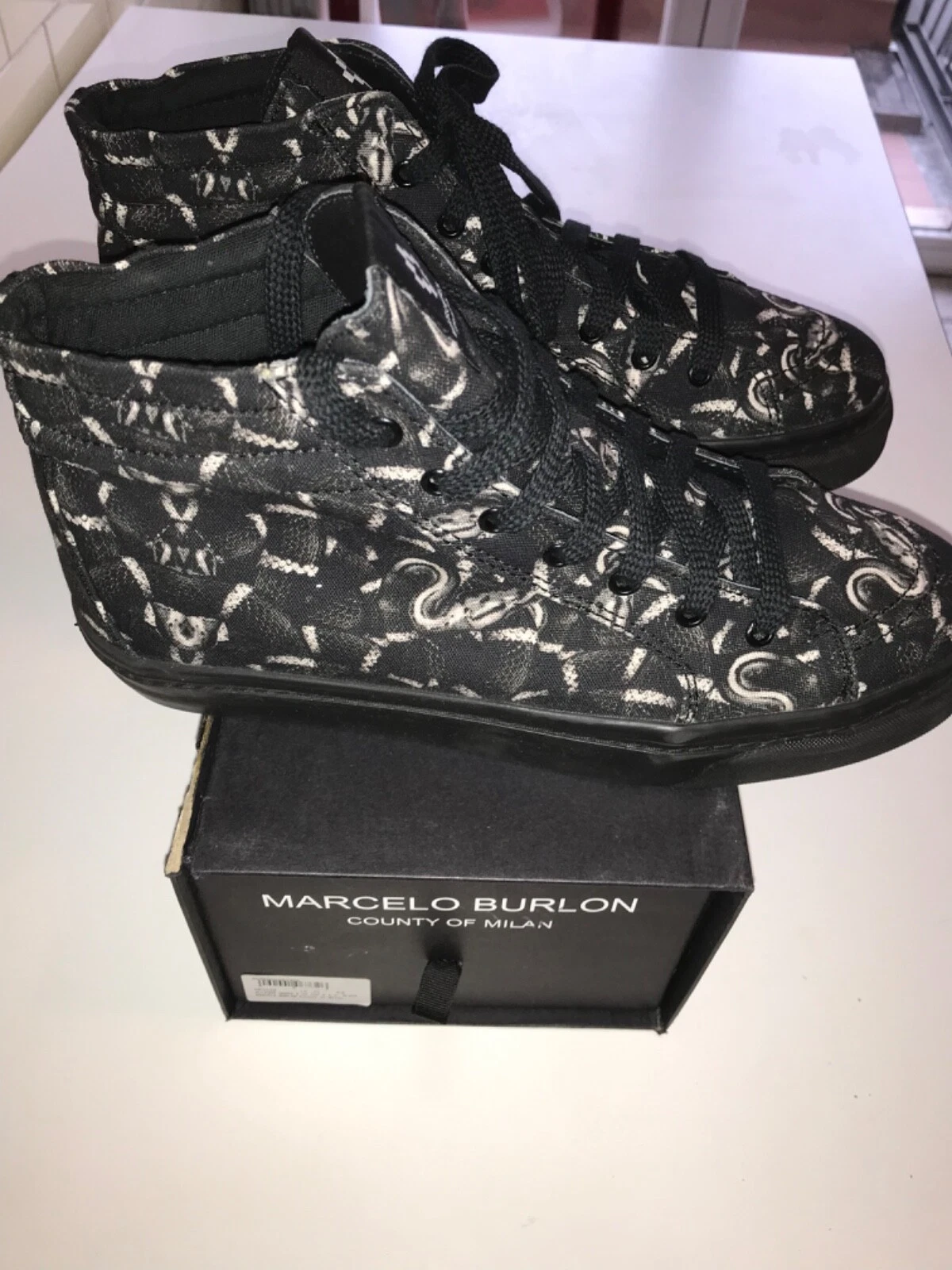 Scarpe Marcelo Burlon County of Milan NERE Taglia 43 ALL OVER SNAKE