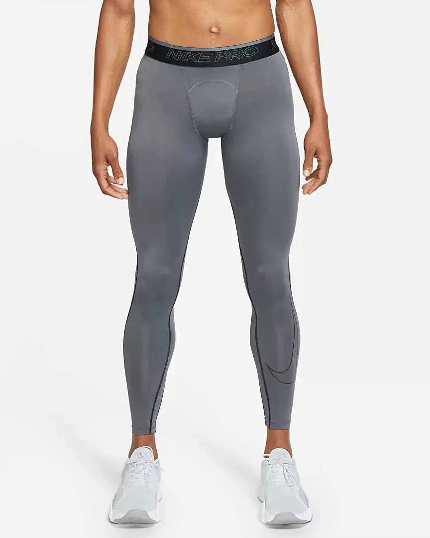 NEW Men's Nike Pro Full Length Dri-FIT Training Tights Grey DD1913-068 Small